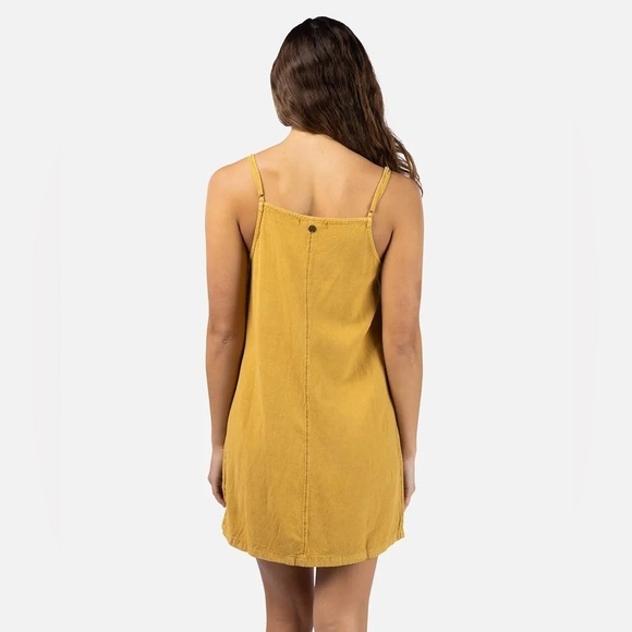 🔆 RIP CURL🔆 WOMEN'S PREMIUM LINEN SLIP DRESS GOLD COVER UP SUMMER - Picture 8 of 10